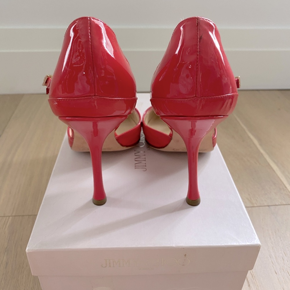 JIMMY CHOO Raspberry Patent Leather Pointed Toe Pumps 36.5 - Picture 10 of 16